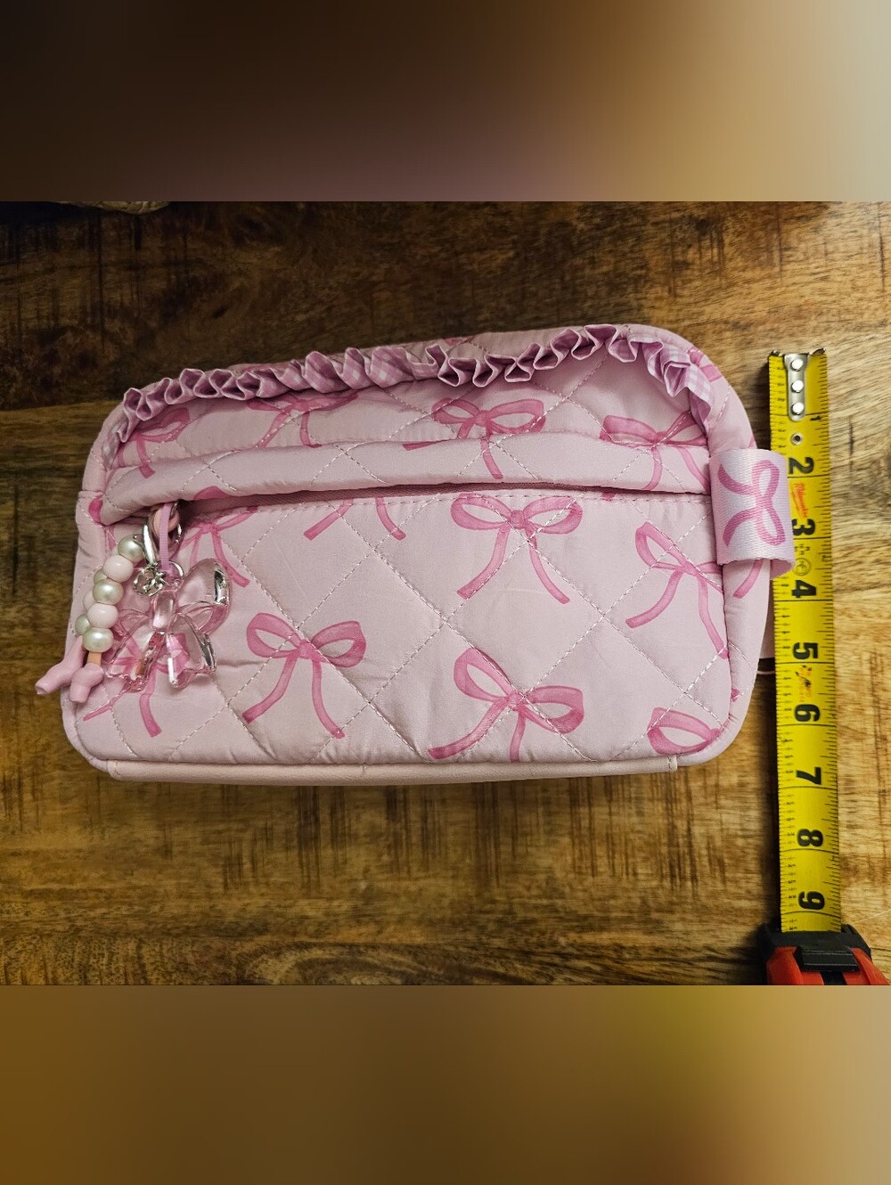 NWT Miss Gwen's OMG Accessories Pink Bow Quilted Pouch Cosmetic Bag - Picture 4 of 4